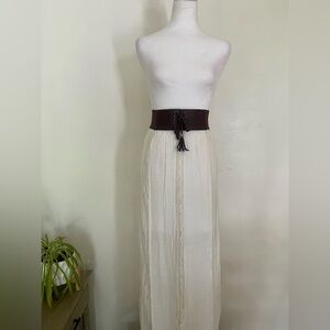 XL (15/17) White Maxi Skirt-Festival, Western Chic, Laced Romantic, Boho Style